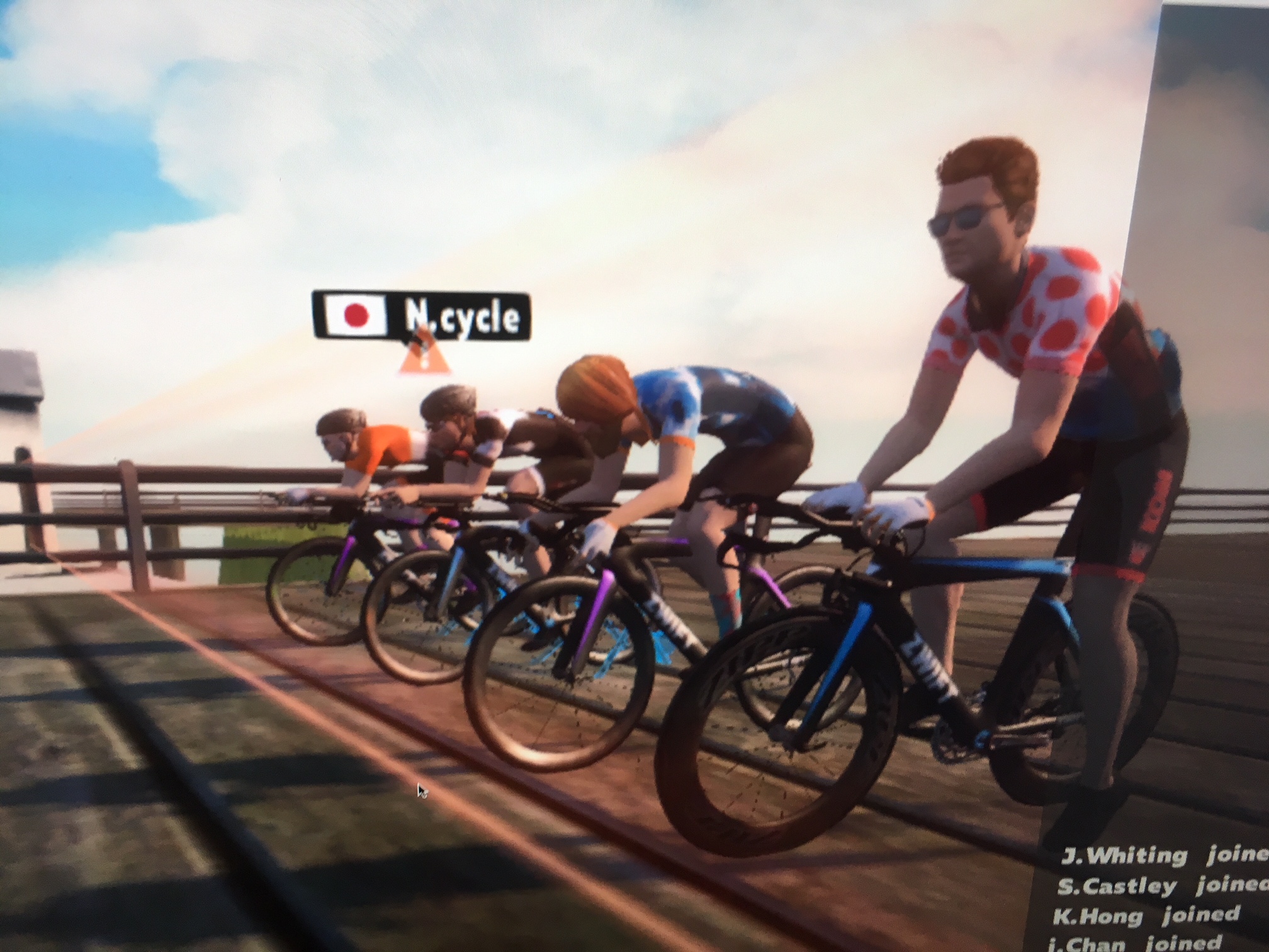 Zwift race starting line waiting for users